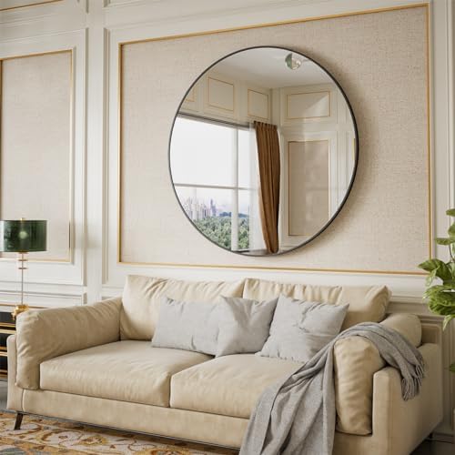BEAUTYPEAK 42 Inch Round Mirror, Metal Frame Circle Mirror by BEAUTYPEAK