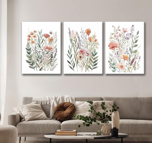 CHTEXA Watercolor Botanical Canvas Wall Art, 3 Piece Gallery Wrapped - Image 7