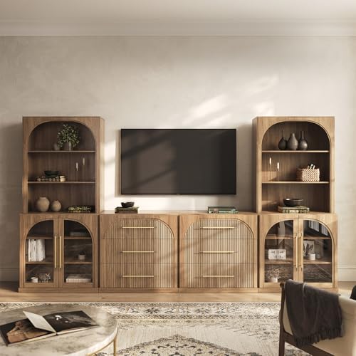 BELLEZE Jagger 130" Wall Unit 6-Piece Modular TV Stand by BELLEZE