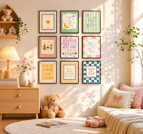 Christian Kids Wall Art Set of 9, Bible Verse Prints - Image 5