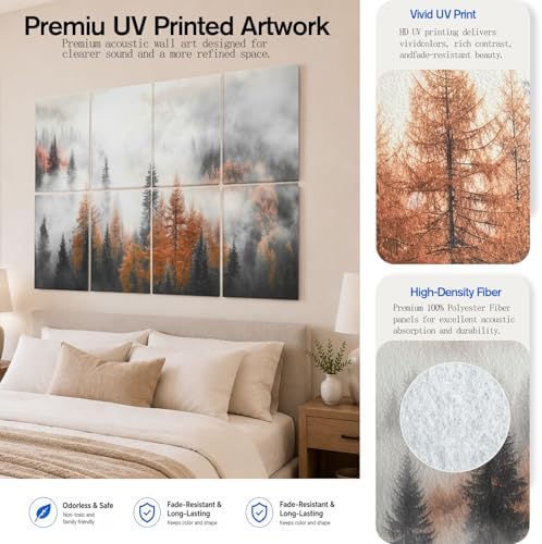 Peaudy 8-Pack Acoustic Panels Art: 48×32Inches Self-Adhesive Decorative - Image 7