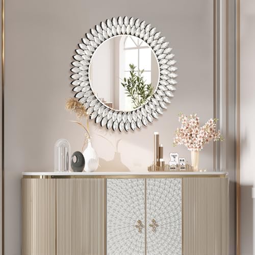 26 Inch Round Mirrors for Wall Decor, Luxury Diamond Entryway Mirrors for Wall - Image 5