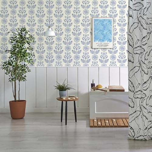 Wudnaye Blue Floral Peel and Stick Wallpaper - Image 6