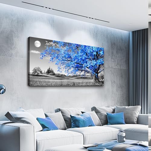 wall art for living room Simple Life Blue moon tree landscape Abstract painting - Image 4