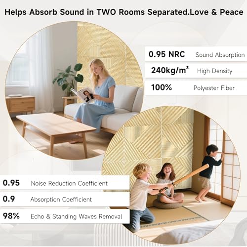 Acoustic Wall Panels, 6 Pack, 23.6"x23.6", Sound Panels, Natural Oak - Image 5