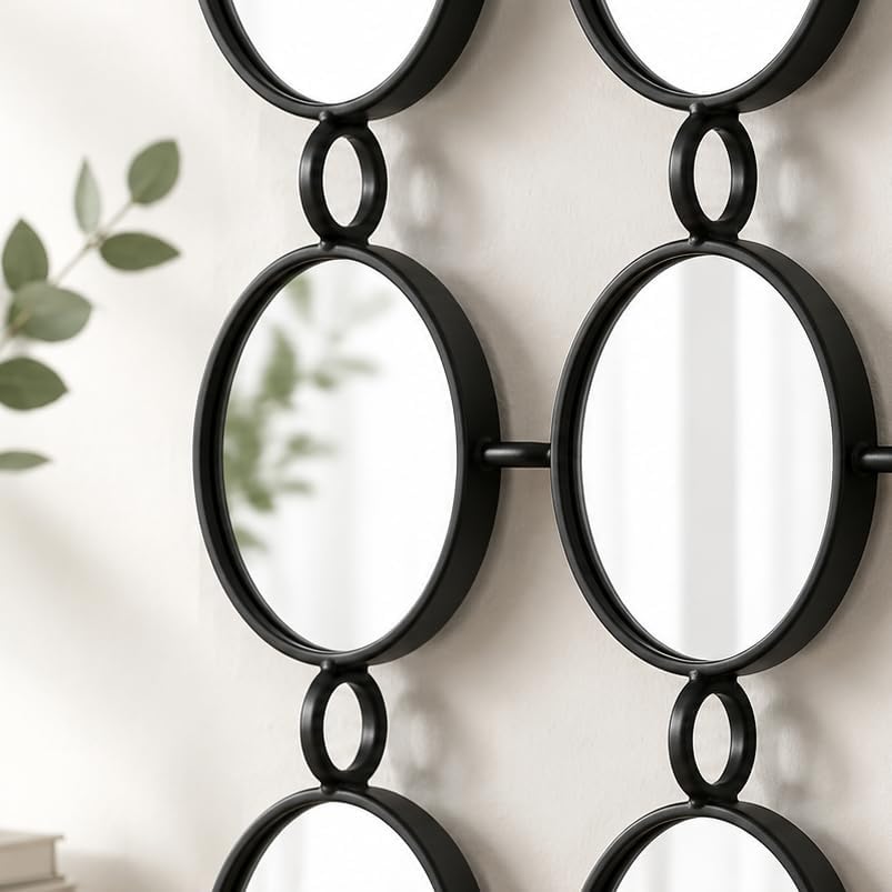 Black Multi Mirror Wall Decor, 24 Mini Mirrors, 40.5 x 14.5 in - Image 3