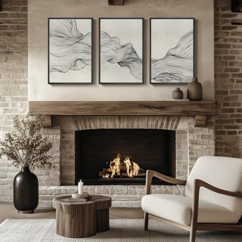 Framed Black and Beige Abstract Wall Art Set, 3 Piece Modern Canvas Prints - Image 4
