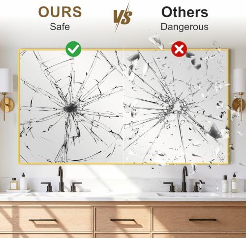 Bathroom Vanity Mirror for Over Sink, 55x30 Inch Matte Gold Mirror - Image 4