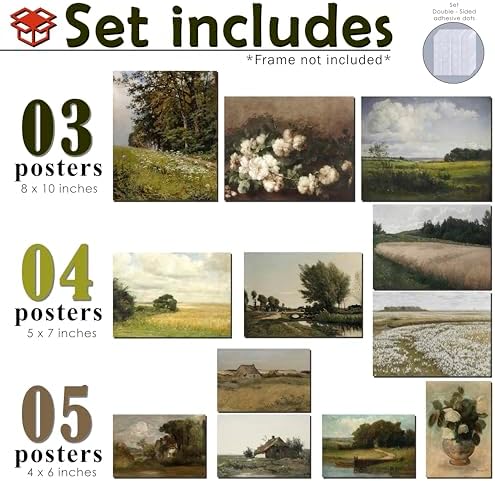 MAZUKO 12 Pcs Unframed Vintage Moody Landscape Art - Image 2