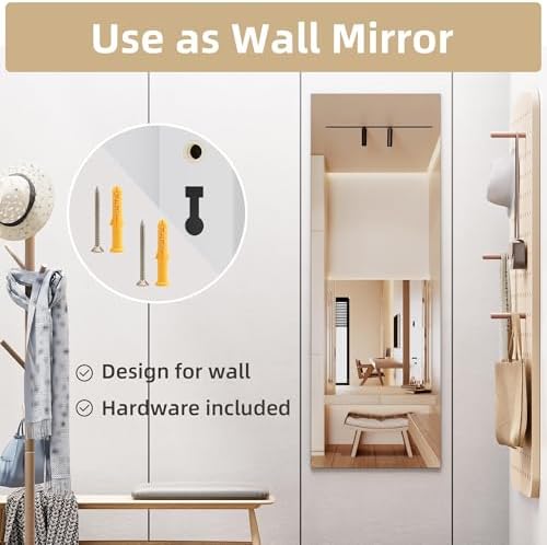 Hasipu Door Mirror Full Length, Living Room, Square White - Image 5