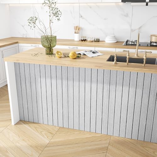 VEELIKE Light Grey Wood Slat Wall Panel Peel and Stick Wood Wall Panels - Image 6