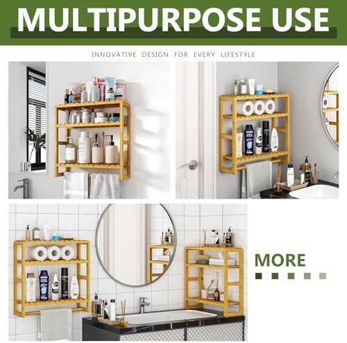 Galood Over The Toilet Storage Bathroom Shelves Wall Mounted Yellow - Image 6