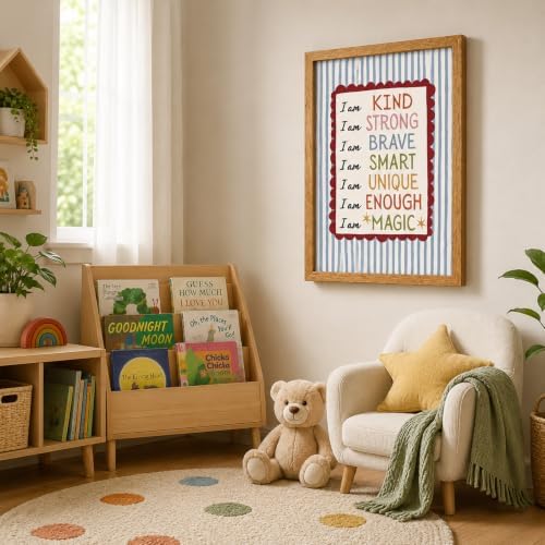 Framed Kids Inspirational Wall Art I Am Kind I Am Strong Affirmation Decor - Image 3