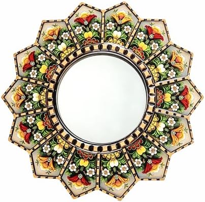 Sunburst Flower Decorative Wall Mirror Mandala Floral Wall Accent Mirror by FHXHJJUS