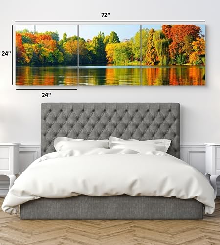 Fall Forest Lake Landscape Canvas Wall Art Decor - Image 3