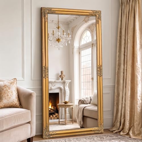 TRAHOME Vintage Full Length Mirror, 55”x28” Gold Antique Baroque Mirror by TRAHOME