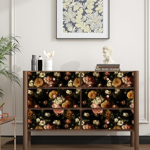 BOKEBEVE Black Floral Wallpaper Peel and Stick Vintage Pink 17.5 x 118In - Image 6