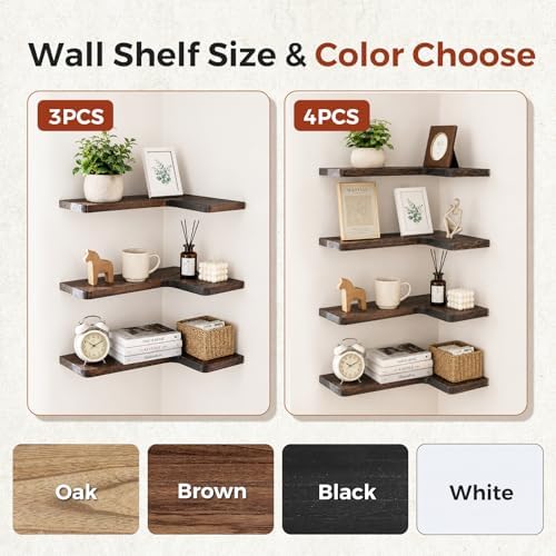 Solid Wood Corner Floating Shelves - Image 5