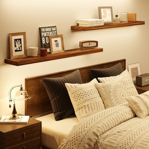 BAMEOS Floating Shelves, 40 in W x 7in D Wall Mounted Wooden Shelves - Image 5