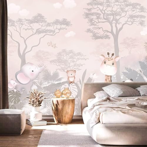 YQWDMX - Pink Safari Peel and Stick Wallpaper Jungle murals - Image 3