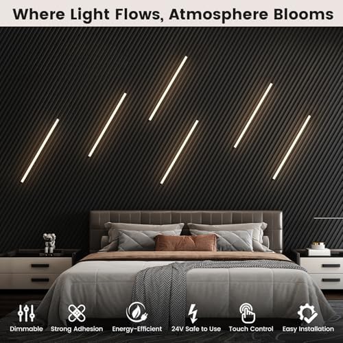 Wall Panel Lights 6pcs 3000K Warm White Adhesive Wood Slat Light - Image 3
