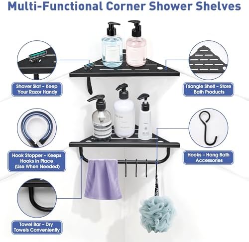 Corner Shower Shelf, 304 Stainless Steel Recessed Bathroom Shelves, Grout in - Image 2