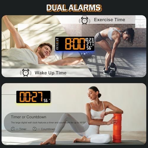 JoFomp 17.3" Large Digital Wall Clock, LED Digital Clock Large Display - Image 6