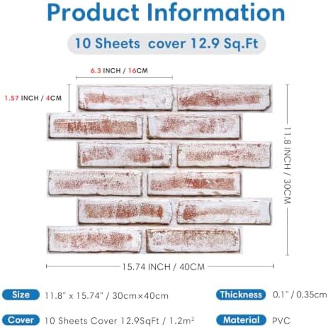 COMSTICKC 3D Faux Brick Wall Panels Peel and Stick - Image 5