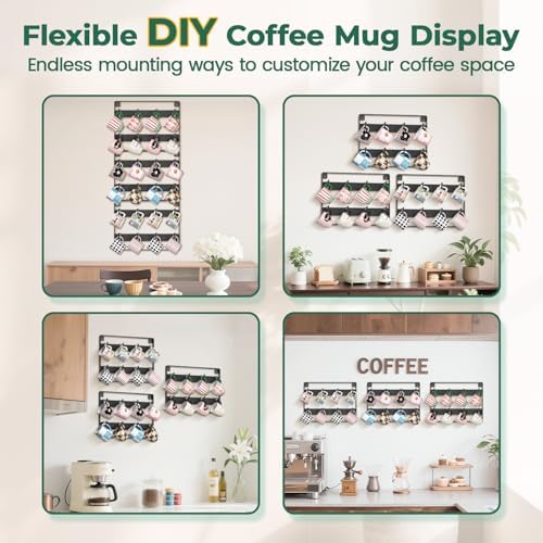 EsLuker.ly Mug Holder Hanger Cup Display Rack Wall Mounted, 3 Pack Black - Image 4