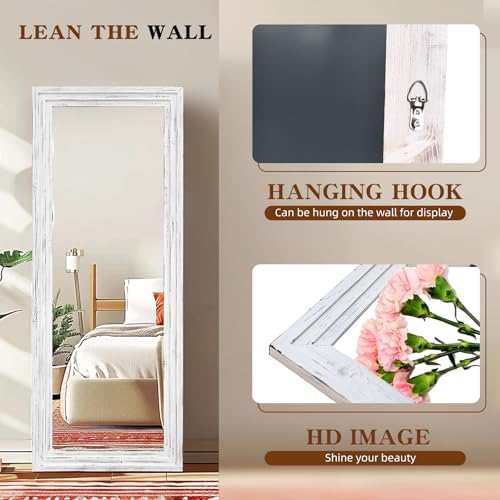 58x22in Full Length Mirror, 3-Tier Stepped Solid Wood Frame - Image 3