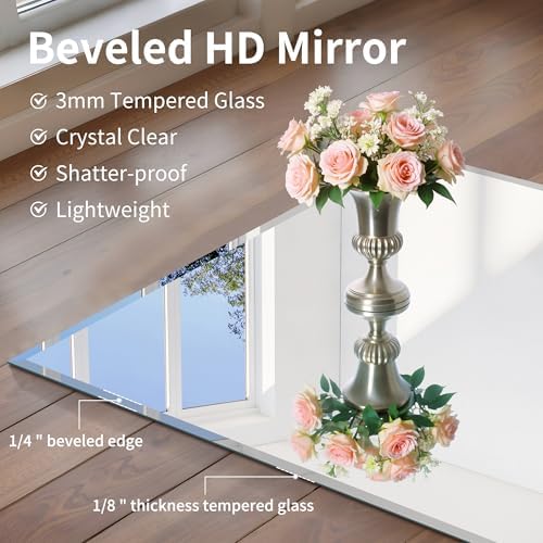 CILIBER Beveled Mirror, 36x36 Square Bathroom Mirrors - Image 4