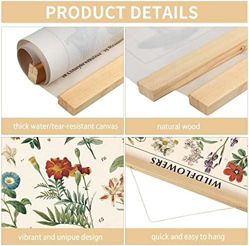 Wildflower Botanical Chart Poster, Vintage Floral Wall Art, 15.7 x 23.6 in - Image 3