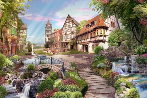 Flowery waterfall and beautiful street scene in the sunshine wall mural - Image 3