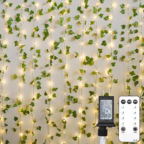 suddus Vine Lights for Bedroom 200 LED Ivy Curtain Lights Plug in Remote by SUDDUS