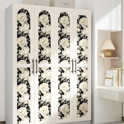 ILHIIOR Black/White Floral Peel and Stick Wallpaper 17.5 x 78 Inches - Image 5
