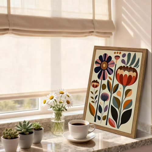 YSGGTR 3 Pcs Framed Boho Abstract Colorful Floral Canvas Wall Art 16x24 In - Image 4