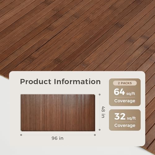 OUZUGIE 2 Pack 96x48 Inch Natural Bamboo Wall Panel - Image 2