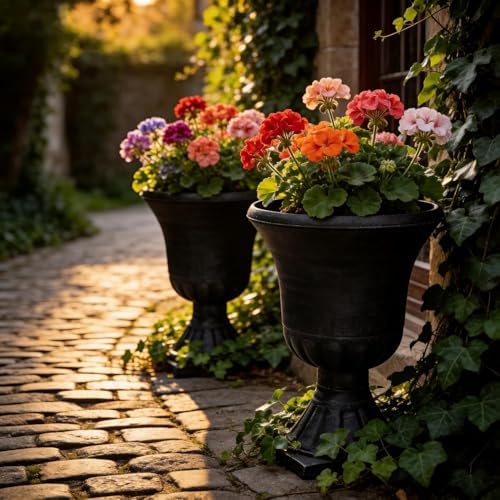 Autodaya 22" Tall Urn Planters for Outdoor Plants Set of 2 Large Flower Pot - Image 5