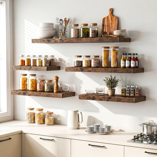 Heimlove Floating Shelves 55.1" W x 9.3" D Rustic Brown Set of 2 - Image 5