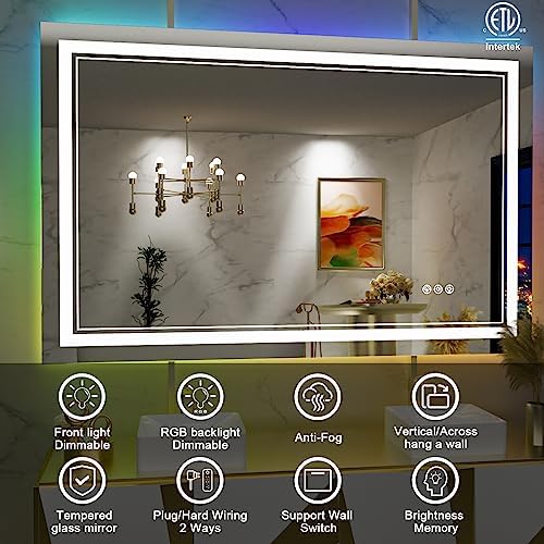 40x36 Inch RGB LED Bathroom Mirror - Image 2