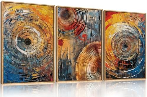 Aryroi Large Colorful Tree Ring Framed Canvas Wall Art Set- 24"x36"x3 - Image 5