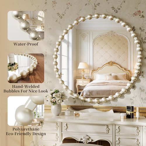 36 Inch Silver Round Mirror, Circle Wall Mirror Vanity - Image 4