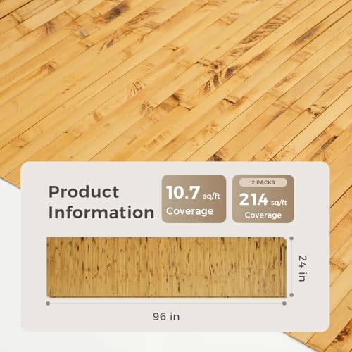 OUZUGIE 2 Pack 96x24 Inch Natural Bamboo Wall Panel - Image 2