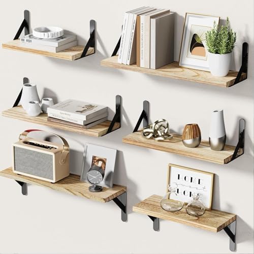 Amada Solid Paulownia Wood Wall Shelves, Medium Size, Natural Wood by AMADAHOMEFURNISHING