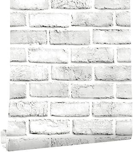 Cohoo Home White Brick Wallpaper Peel and Stick Contact Paper Faux 591”×18” by CohooHome