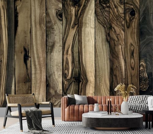 Rustic Wood Plank Grain Pattern Wallpaper Peel Stick - Image 2