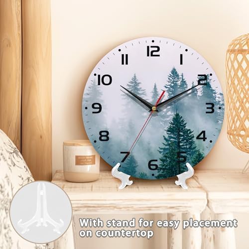 Clock for Living Room, Misty Forest Wall Clocks Wooden Wall Clock Art Hanging - Image 5