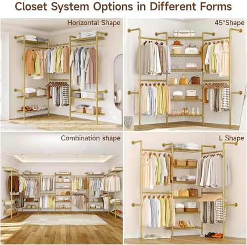 ONBRILL L3 Wall Mounted Metal Pipe Closet System Heavy Duty Garment Rack - Image 5