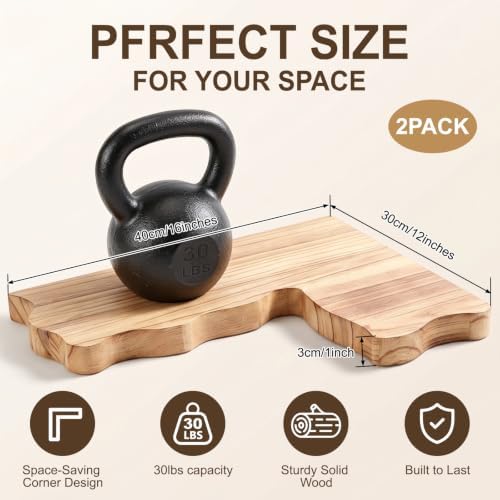 Sliner 2 Pack Corner Floating Shelves, Paulownia Wood, 16 x 12 Inch - Image 2