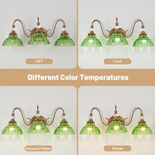 Vintage Bathroom Vanity Light, 3-Light Matte Antique Brass Finish Wall Sconce - Image 7